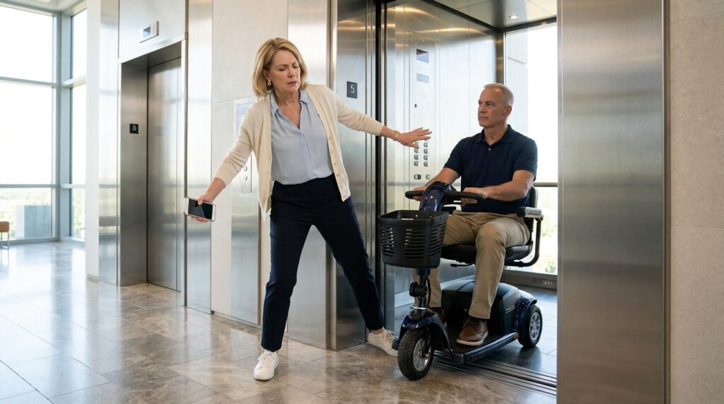 She Blocked the Elevator Door and Ordered a Disabled Resident Away—Then Lost Control of the Lobby