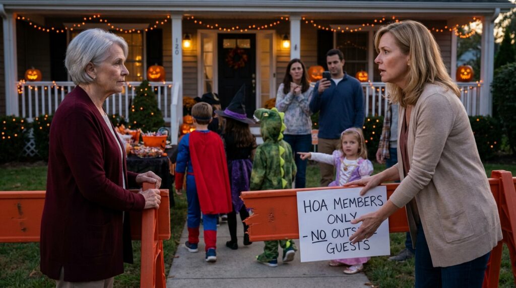 Karen Put Up a Barrier at the HOA Halloween Party—Then a 72-Year-Old Woman Pulled It Down