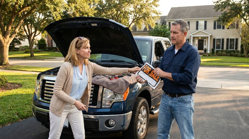 Karen Put a “FOR SALE” Sign on Her Neighbor’s Truck—Then He Discovered Why She’d Been Watching It