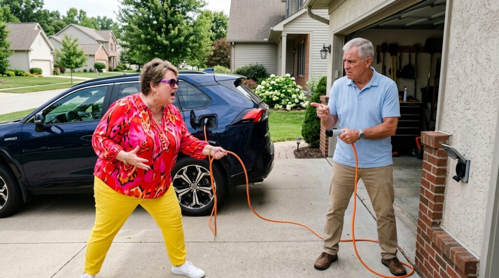 Karen Secretly Used Her Neighbor’s Electricity to Charge Her EV—Until He Checked the Meter